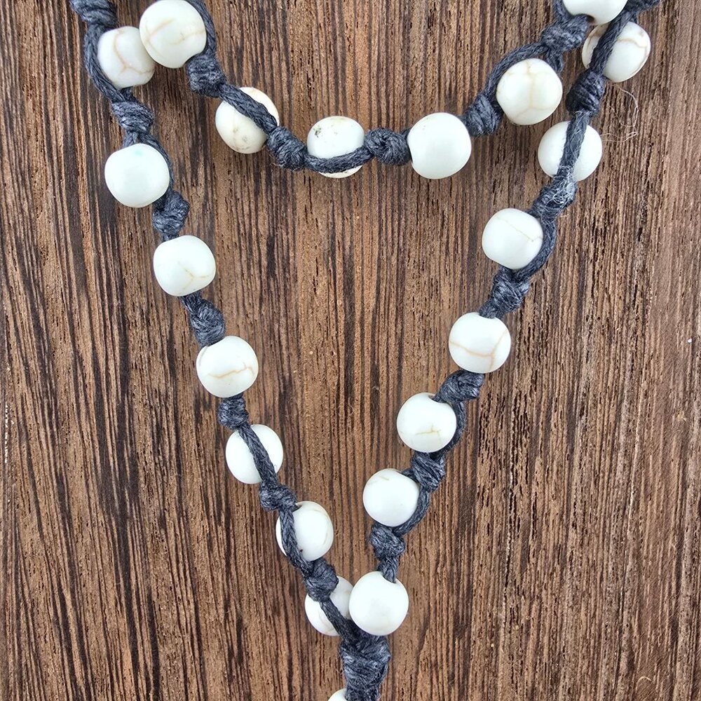 White Beaded Rosary Necklace Large Accent Bead & Gold-Tone Cross - Picture 6 of 7